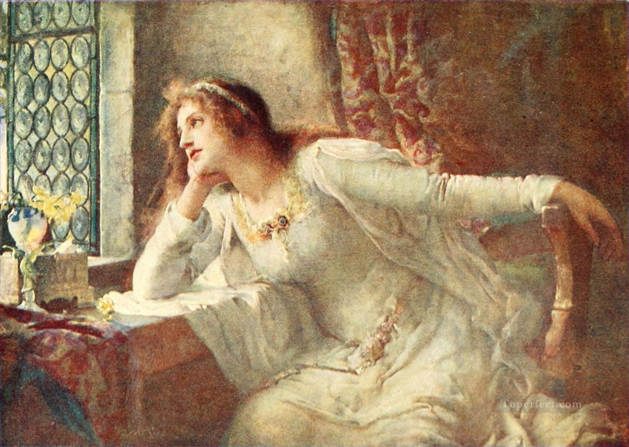 watching Henrietta Rae Victorian female painter Oil Paintings